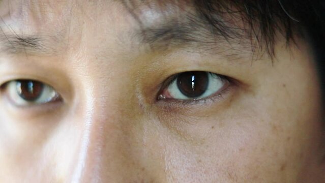 Close up of an asian man eyes