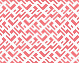 Abstract geometric pattern with stripes, lines. Seamless vector background. White and pink ornament. Simple lattice graphic design