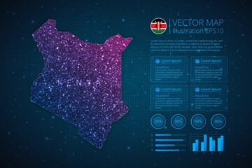 Fototapeta na wymiar Kenya map infographics template for diagram, graph, presentation and chart with abstract geometric mesh polygonal light concept on blue background. Vector Illustration EPS10.