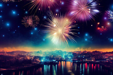 Fototapeta premium Gorgeous fireworks display