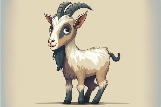 Cartoon goat for kids or designs. Generative AI.
