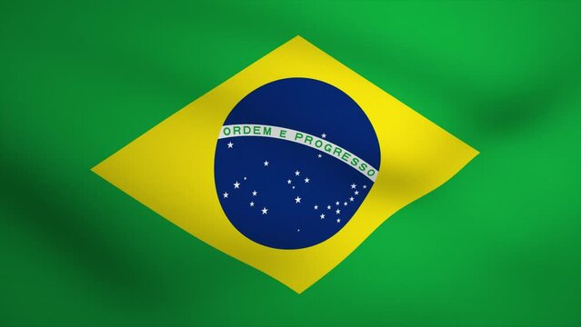 Brazil Waving Flag Background Animation. Looping seamless 3D animation. Motion Graphic