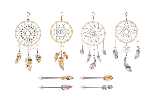 Feather Dreamcatcher Vector Illustration
