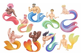 Mermen Character Illustrations
