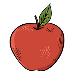 red apple with leaf