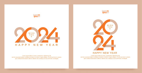 Happy new year 2024 square banner template. 2024 new year for greeting, calendar, poster, banner and post media template - obrazy, fototapety, plakaty