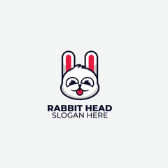cute rabbit design logo template vector icon