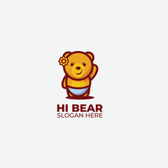 cute bear logo design color template illustration