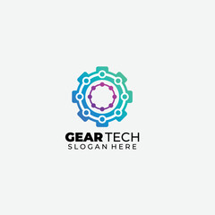 gear technology logo color vector illustration symbol