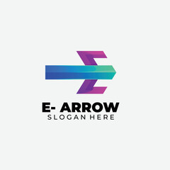 letter e arrow logo colorful design illustration template