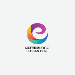 letter e logo design colorful template symbol