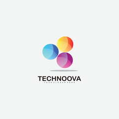 round tech logo icon gradient color template