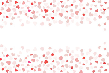 Hearts confetti falling on White Background. Valentine's Day. Vector Pattern.