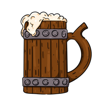 Wooden tankard mug of beer