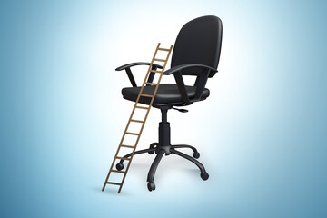 Office chair with ladder in career concept