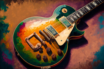 painted guitar. Generative AI	