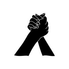 Two hands raised up symbol of unity silhouette. Vector illustration