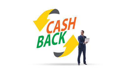 Businessman in the cash back concept