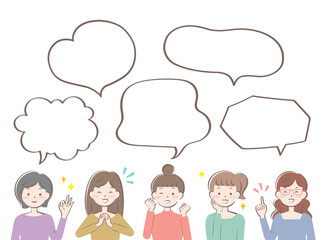 カジュアル姿の若い女性たち　笑顔　フレーム