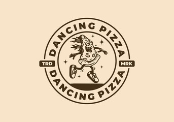 Mascot illustration design of dancing pizza