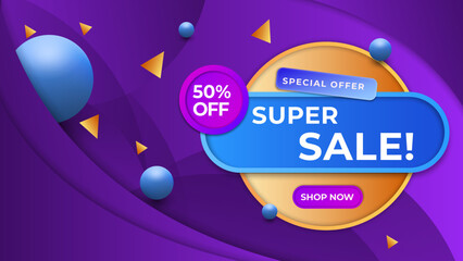 Flash discount sale banner banner with creative minimal concept for advertising and marketing ads. Colorful discount sale podium. Special offer composition.