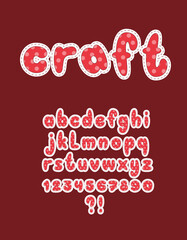Craft font. Handmade english alphabet.