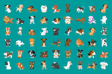 Different type of vector cartoon dogs for design.