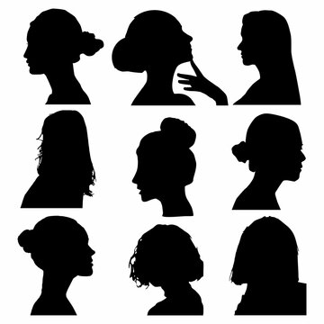 silhouette of black white woman face icon