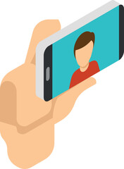 Vector Image Of A Hand Taking A Selfie With A Smartphone, Isolated On Transparent Background.