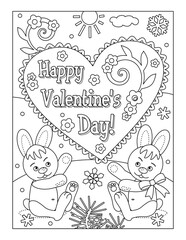 Valentine's Day coloring page, card, sign, or poster, for children or adults
