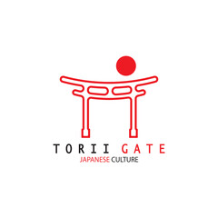 torii gate japanese traditional culture simple logo illustration icon with aesthetic minimalist vector concept