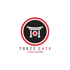 torii gate japanese traditional culture simple logo illustration icon with aesthetic minimalist vector concept