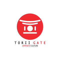 torii gate japanese traditional culture simple logo illustration icon with aesthetic minimalist vector concept