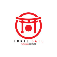 torii gate japanese traditional culture simple logo illustration icon with aesthetic minimalist vector concept