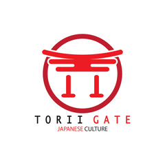 torii gate japanese traditional culture simple logo illustration icon with aesthetic minimalist vector concept