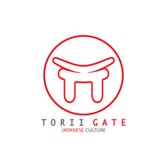 torii gate japanese traditional culture simple logo illustration icon with aesthetic minimalist vector concept