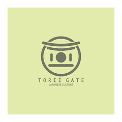 torii gate japanese traditional culture simple logo illustration icon with aesthetic minimalist vector concept