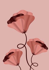 3D Pink Flowers Abstract Illustration. Can be used as Phone or Tablet Wallpaper.