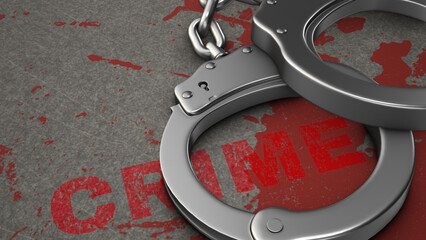 Handcuffs with blood on the crime scene