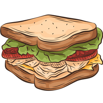 sandwich with lettuce and tomato clip art preview