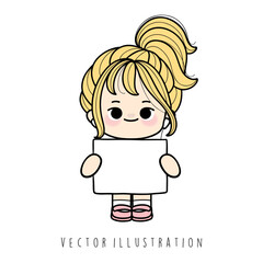 girl with paper name tag