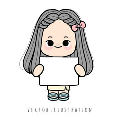 girl with paper name tag