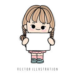 Fototapeta premium girl with paper name tag