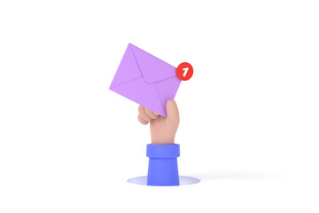 Hand hold an envelope of sending notification icon with e-mail message.