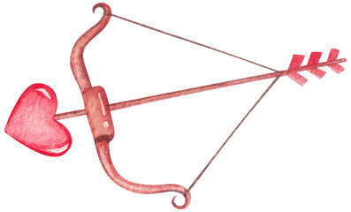 Valentine's day arrow hand drawn watercolor clipart