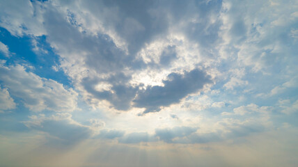 Sunset sky. Abstract nature background. Dramatic blue with orange colorful clouds in twilight time.