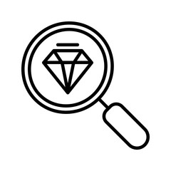diamond search, magnifying glass with diamond icon vector
