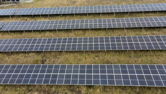 Aerial View of Eco-Friendly Solar Power Station Panels Nestled Among Fields in Brilon, Sauerland: A Beacon of Green Energy Innovation in Nature