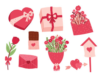 Gift Flower and Couple Vector for Valentine