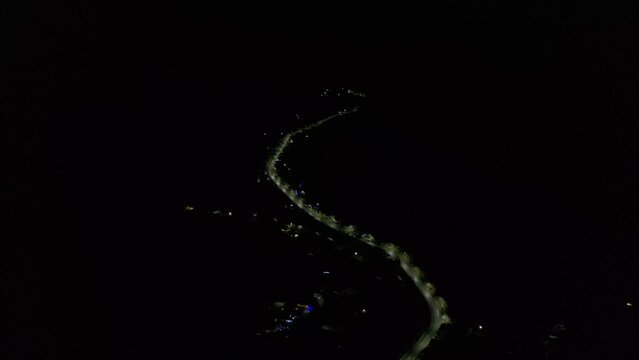 Main Road night Whit Lights on a sideroad on  4kdrone 